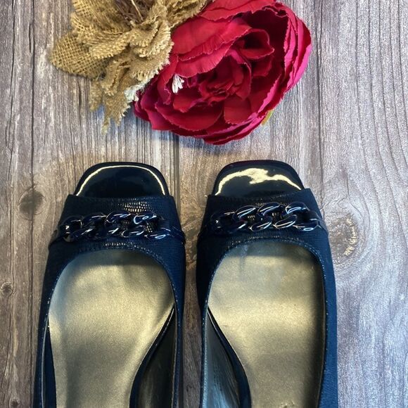 KAREN SCOTT Amber Navy Blue Slingbacks 7.5M - Picture 4 of 11